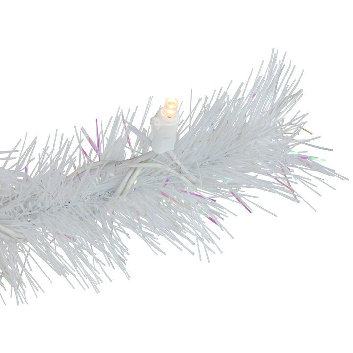 Pre-Lit White Alaskan Pine Artificial Christmas Wreath  36-Inch  Warm White LED Lights