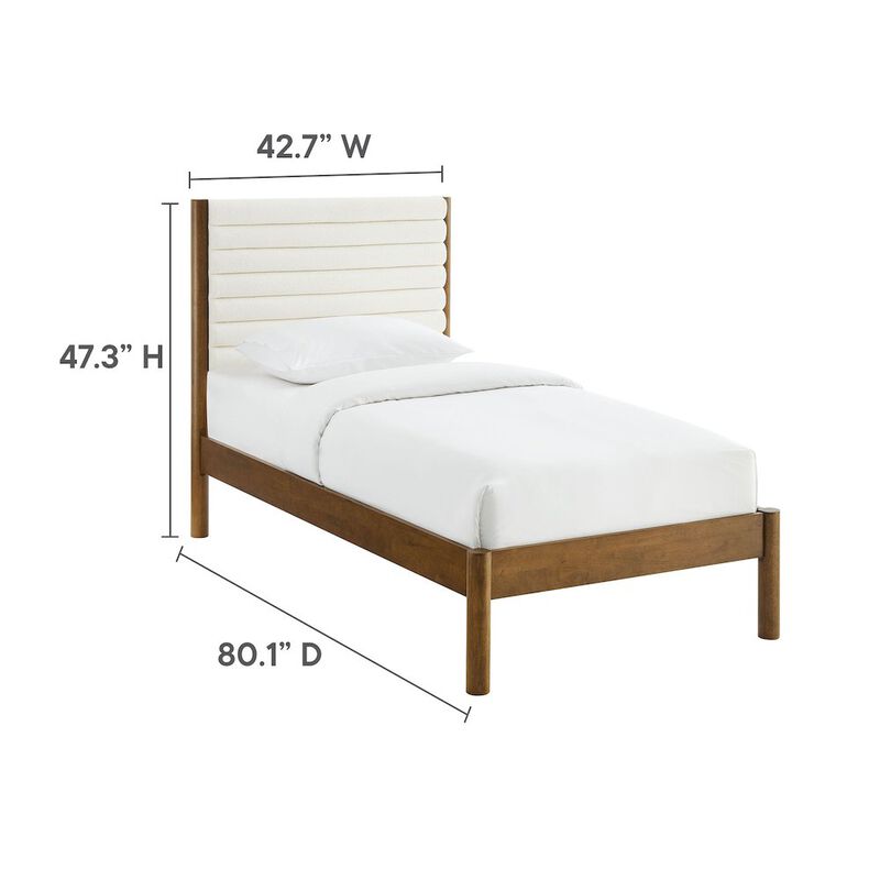 Olea Channel Tufted Boucle Solid Wood Twin Platform Bed image number 3