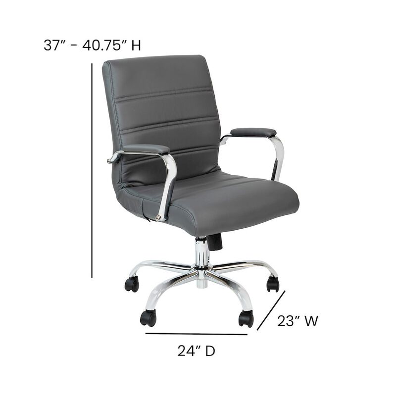 Flash Furniture Mid-Back Gray Executive Swivel Office Chair with Chrome Frame and Arms image number 3