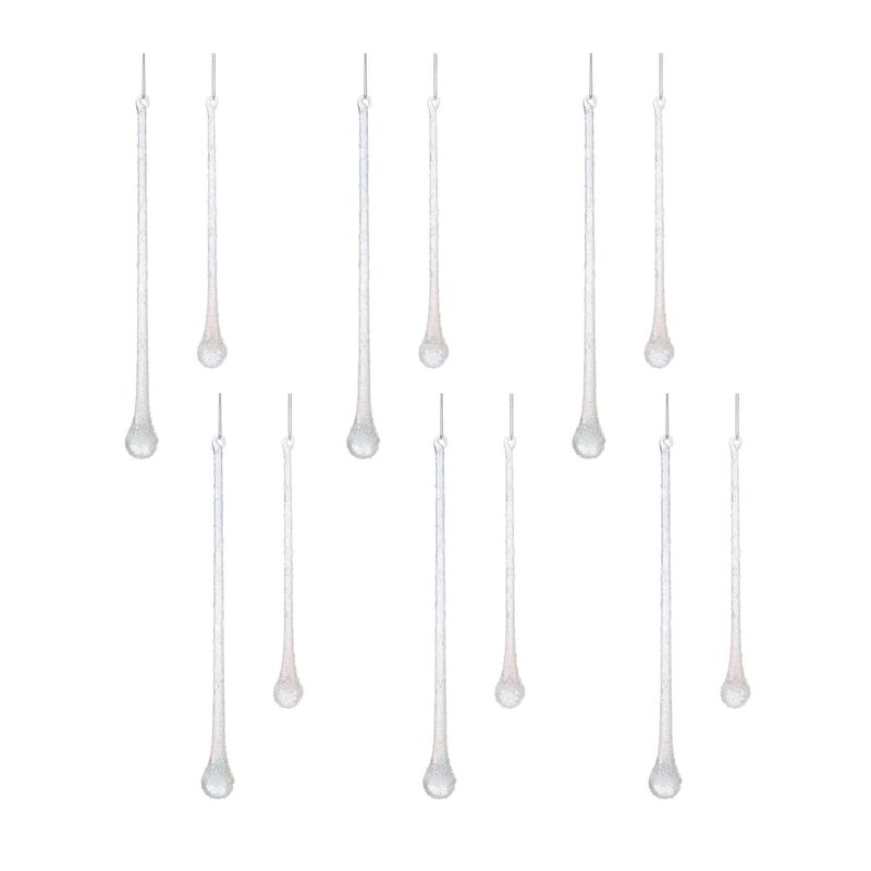 Set of 12 Iridescent Glass Drop Ornaments with Beads for Festive Tree Decoration