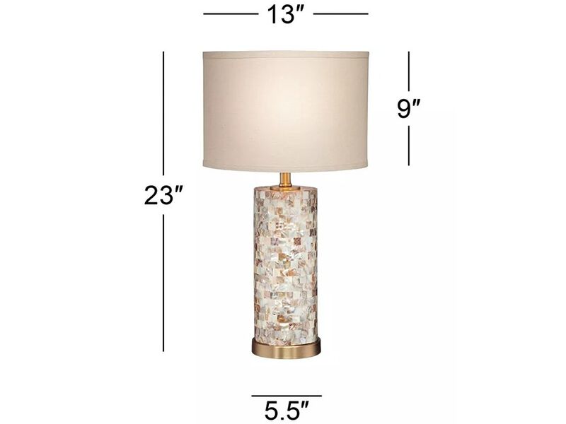 360 Lighting Margaret Coastal Accent Table Lamp  High Mother of Pearl Tile Cylinder Glass image number 2