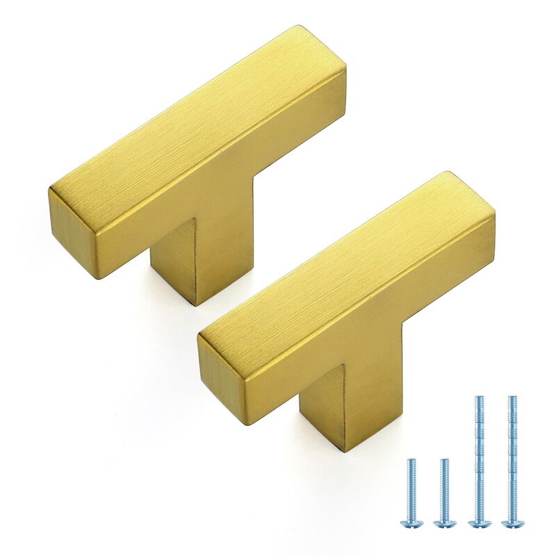 JOY DECOR 30 Pack Cabinet Handles, Gold Cabinet Pulls, Single Hole Kitchen Handles Square Drawer Pulls Stainless Steel Drawer Ha