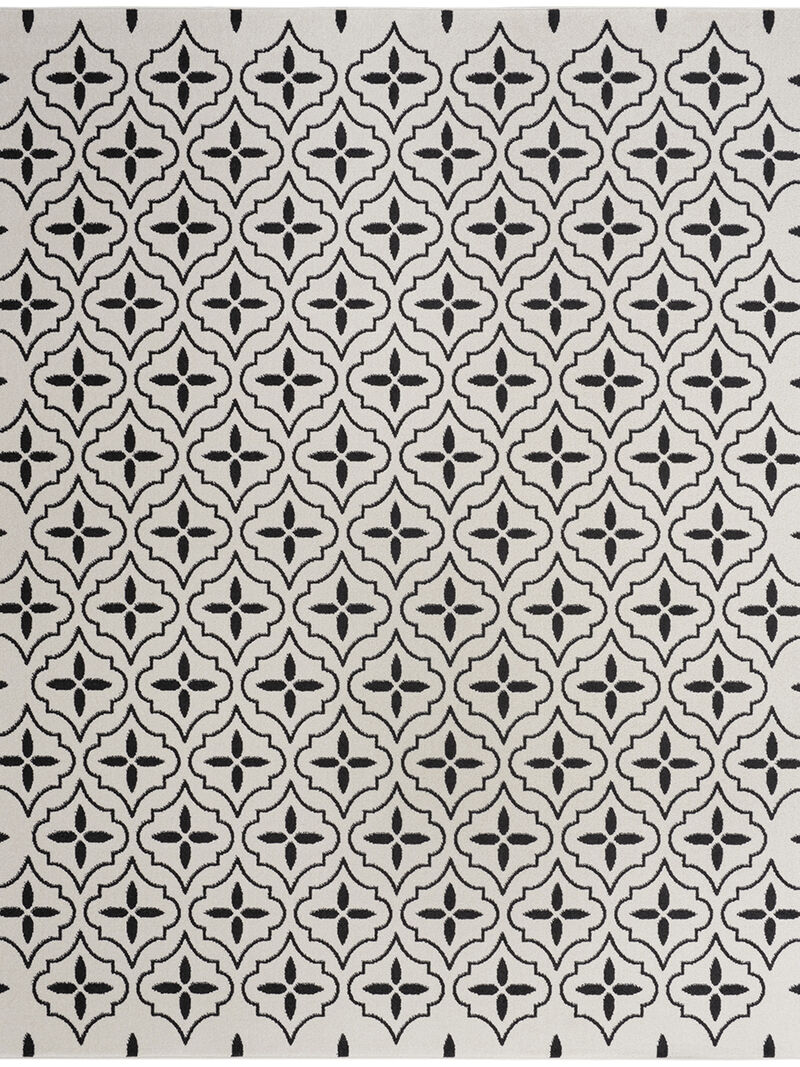 Nourison Essentials NRE04 Ivory/Black 6' x 9' Rug