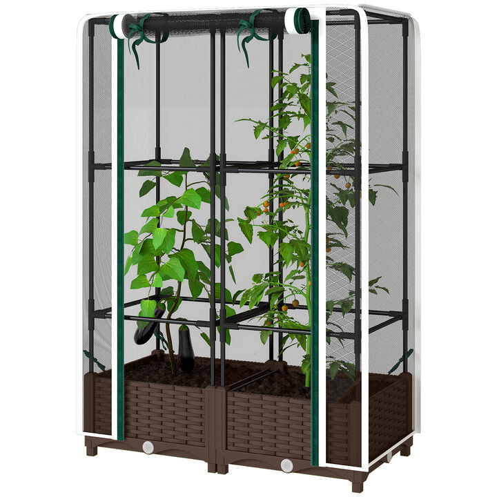Hivvago Raised Planter Box with Trellis and Self-Watering Feature