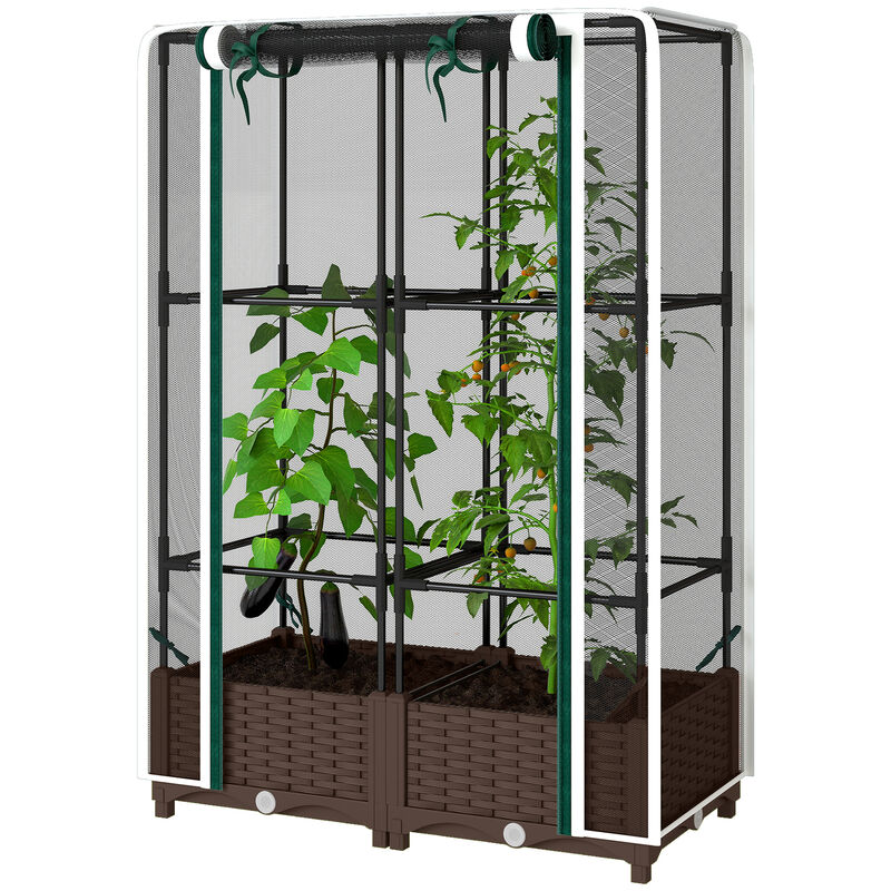 Hivvago Raised Planter Box with Trellis and Self-Watering Feature image number 0