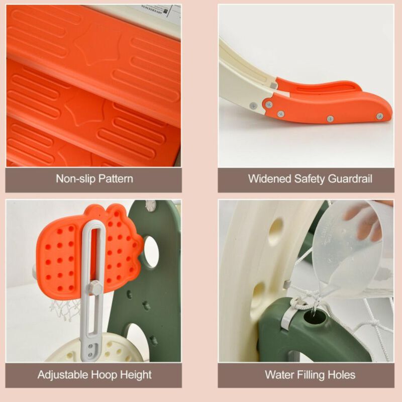 Hivvago 6 in 1 Toddler Slide and Swing Set with Ball Games