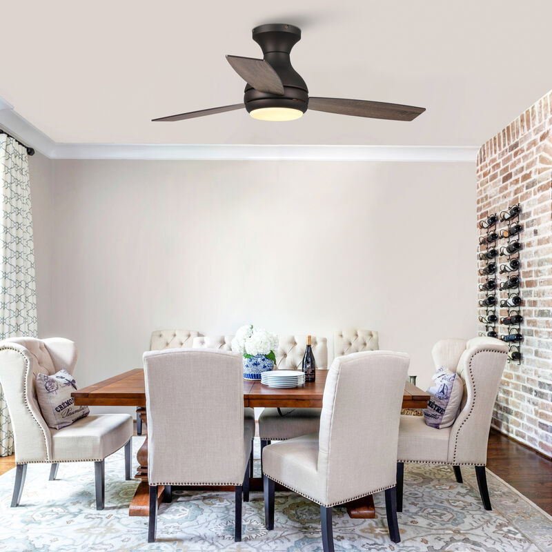 48" Bronze 3-Blade Integrated LED Flush Mount Ceiling Fan with Remote