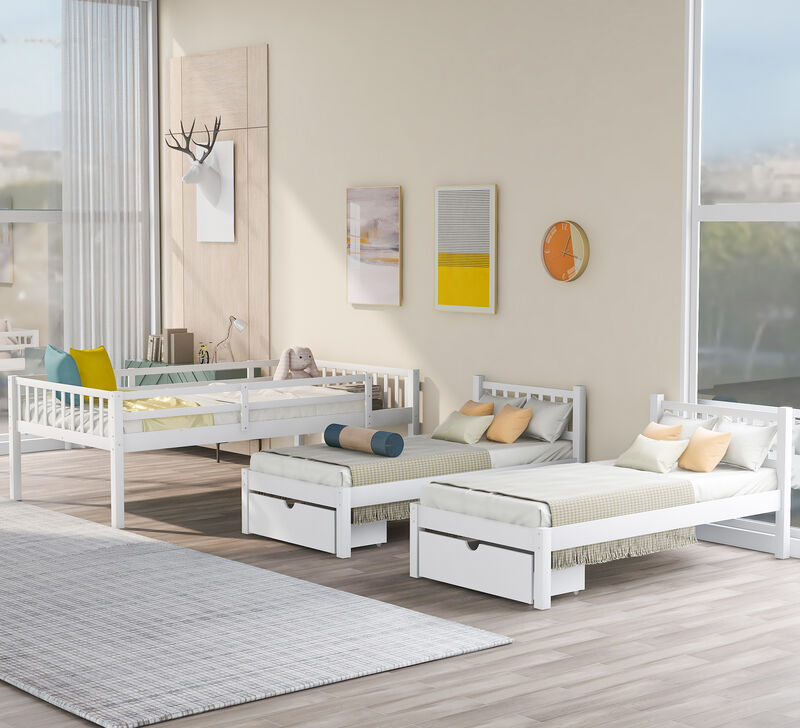 Merax Full Over Twin & Twin Triple Bunk Bed with Storage