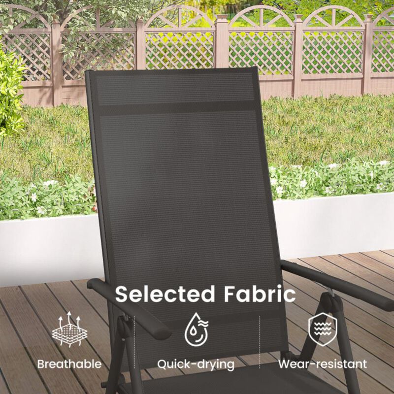 Hivvago 1 Piece Patio Folding Dining Chairs with 7-Level Adjustable High Backrest