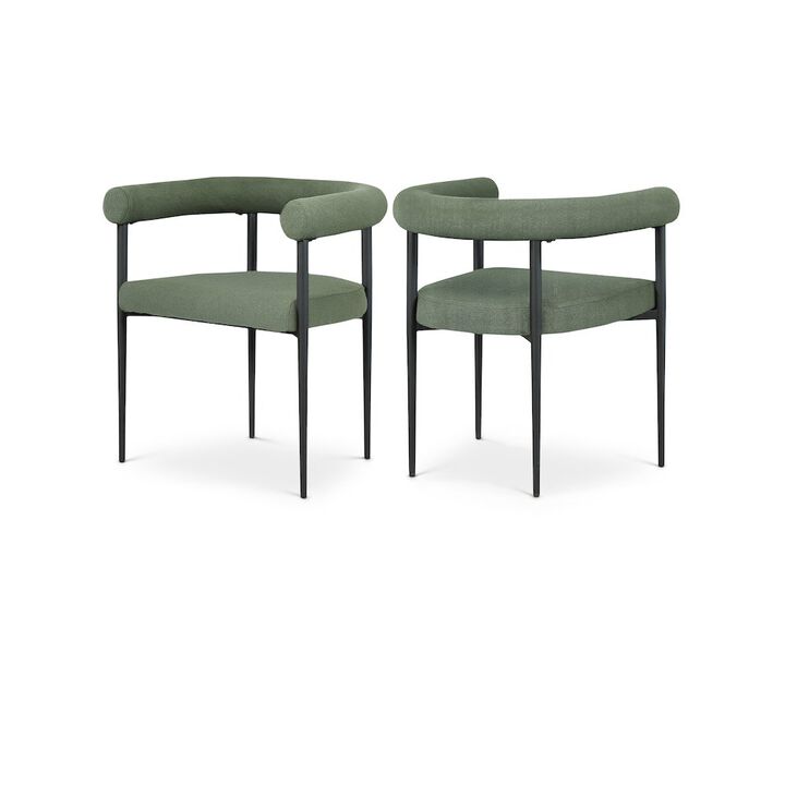 Meridian Furniture Louie Green Boucle Fabric Dining Chair, Set of 2