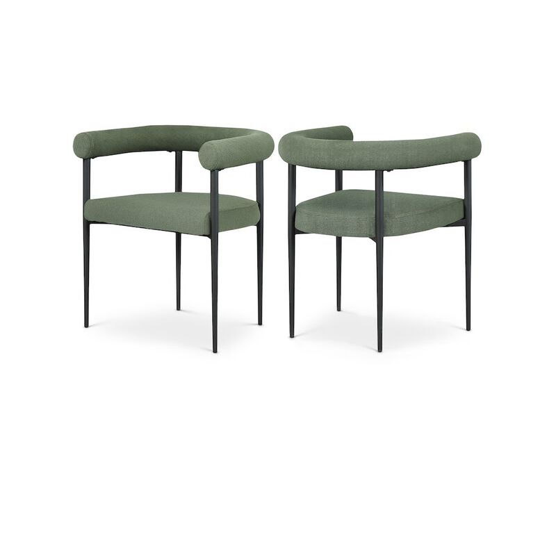 Meridian Furniture Louie Green Boucle Fabric Dining Chair, Set of 2
