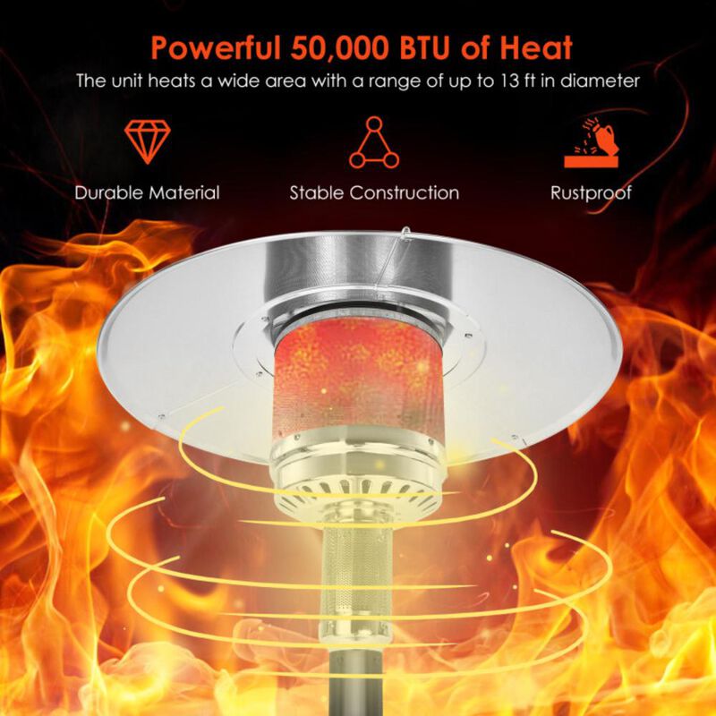 Hivvago 50000 BTU Stainless Steel Propane Patio Heater with Trip over Protection
