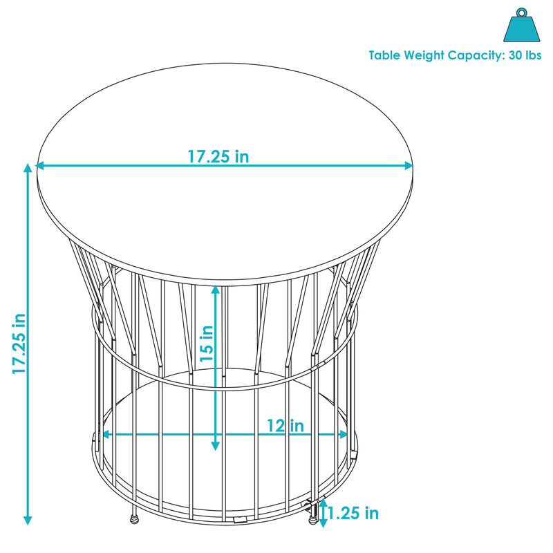 Sunnydaze Wire Pedestal End Table with MDF Pull-Open Tabletop