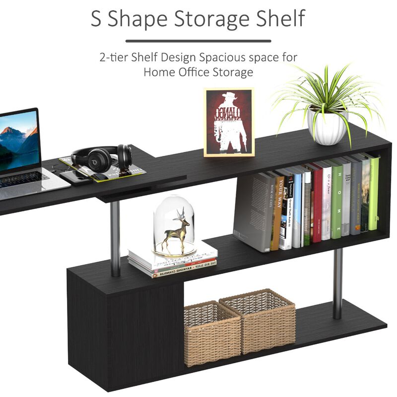 Hivvago Rotating Corner Computer Desk with 3-Tier Shelves image number 4