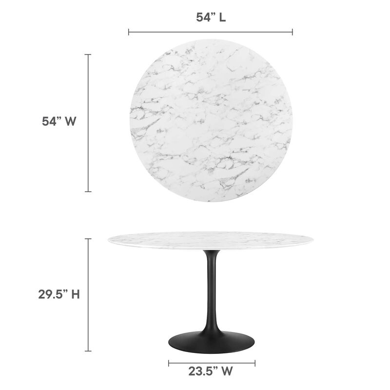Modway - Lippa 54" Round Artificial Marble Dining Table Black White