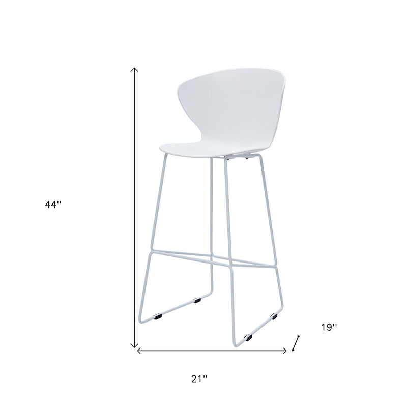 HomeRoots Set of Two 30" White and Silver Heavy Duty Plastic and Metal Low Back Bar Height Bar Chairs image number 6