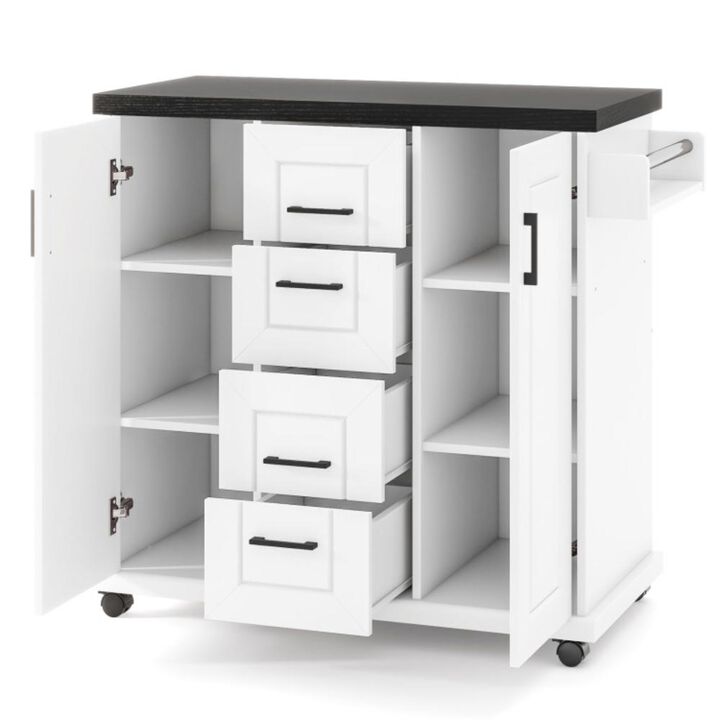 Hivvago Rolling Kitchen Island Cart on Wheels with Storage Cabinets