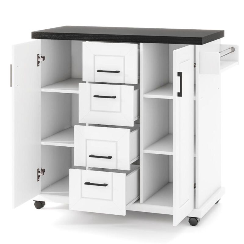 Hivvago Rolling Kitchen Island Cart on Wheels with Storage Cabinets