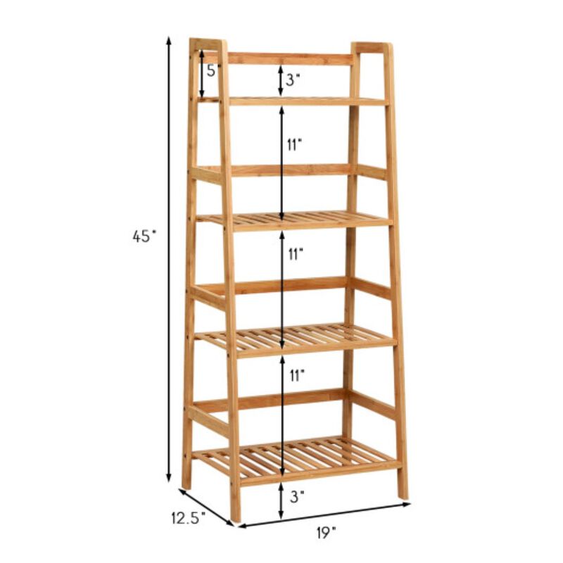 4-Tier Bamboo Plant Rack with Guardrails Stable and Space Saving