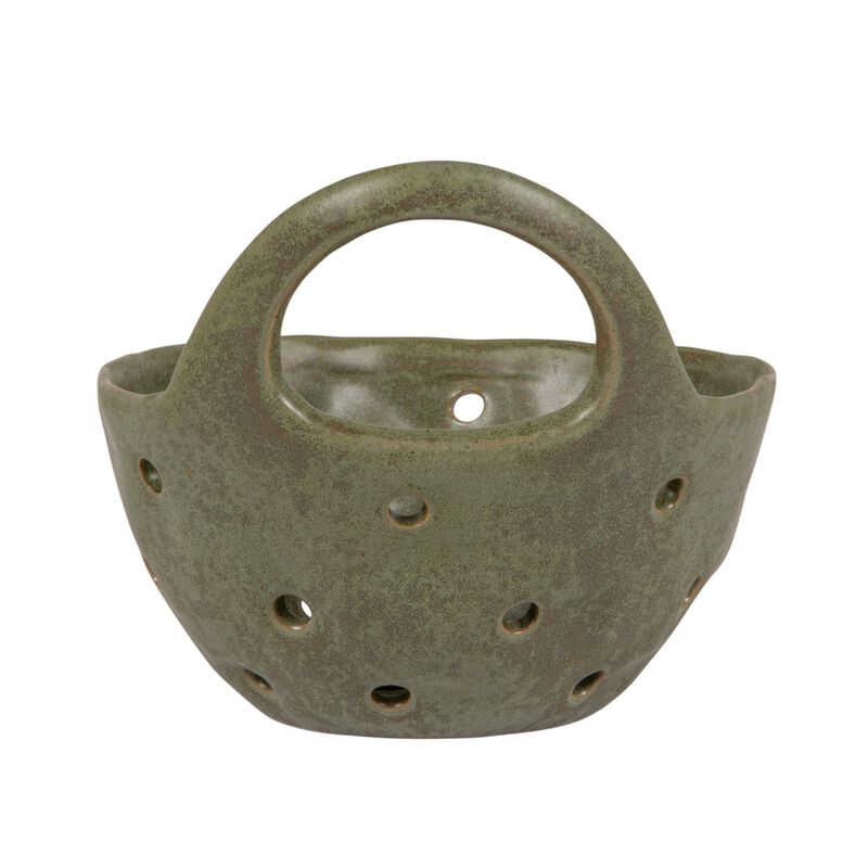 Reactive Glaze Stoneware Colanders, Green, Set of 2 image number 6