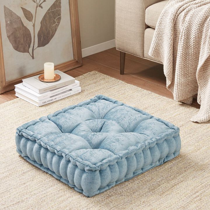 Gracie Mills Elara Textured Poly Chenille Square Floor Pillow Cushion