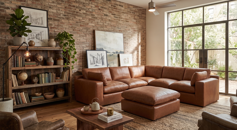 Emilia Oversized Leather Accent Ottoman image number 1