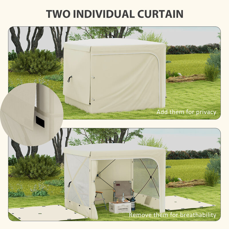 Outsunny 7' x 8' Pop Up Canopy Tent, UV-Resistant Camping Tent Event Shelter with Curtains, Nettings and Carrying Bag, for Garden, Patio, Hiking, Backpacking and Travelling, White