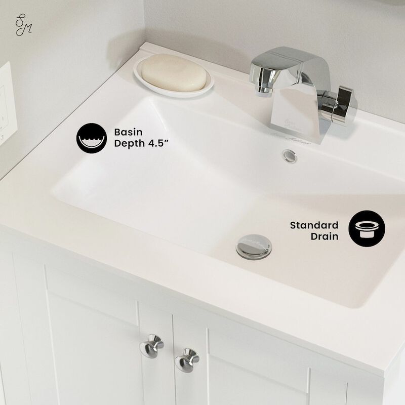 24" Ceramic Vanity Top with Single Faucet Hole image number 6