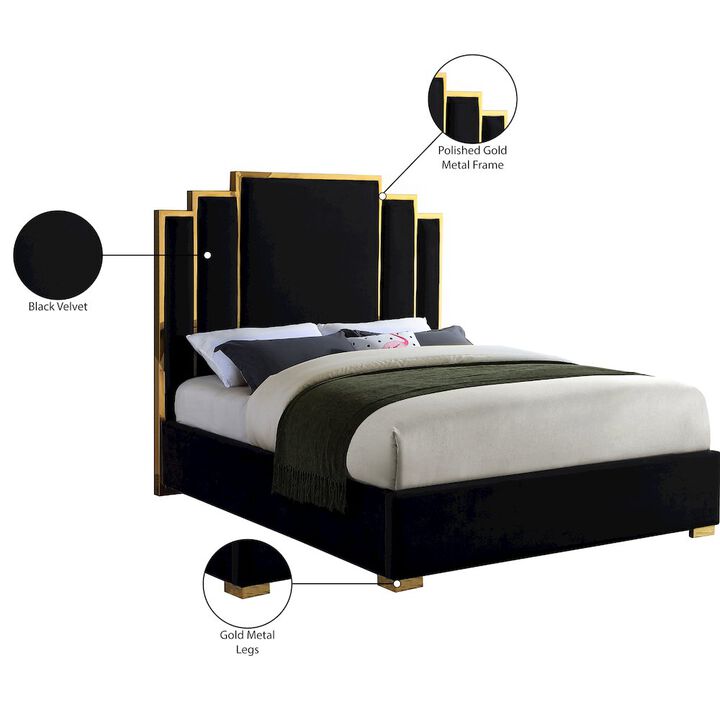 Meridian Furniture Hugo Black Velvet King Bed