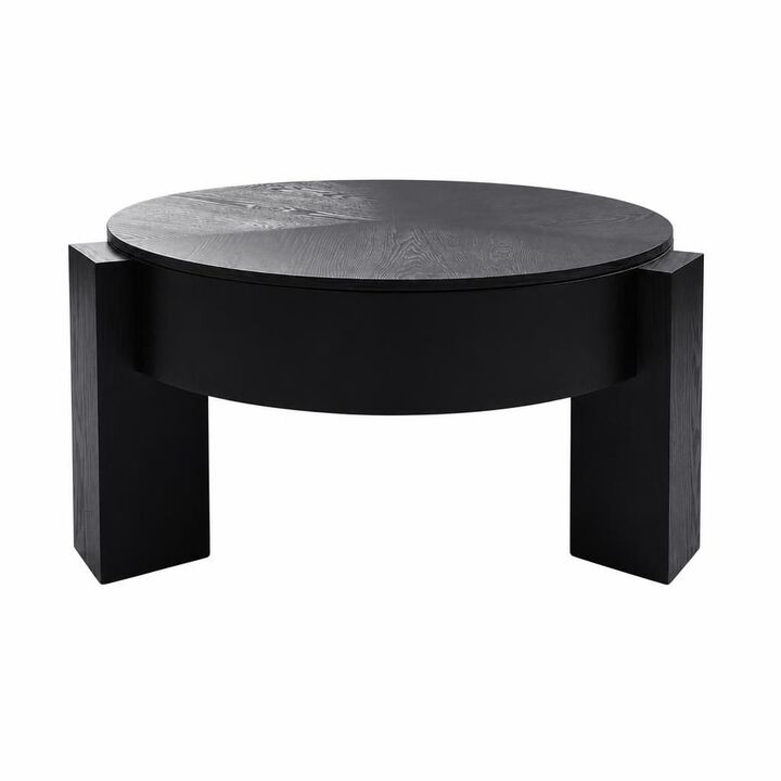 GOODSILO 33 Inch Round Coffee Table With Hidden Storage, Modern Sturdy Accent Table For Living Room Small Spaces