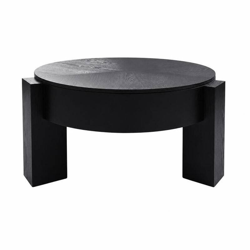 GOODSILO 33 Inch Round Coffee Table With Hidden Storage, Modern Sturdy Accent Table For Living Room Small Spaces image number 0