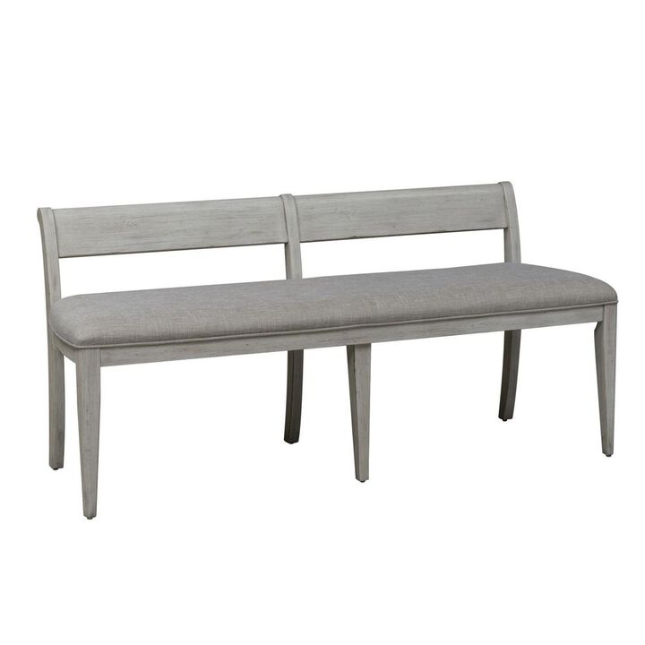 Liberty Furniture Farmhouse Reimagined Upholstered Bench (RTA) in Antique White w/ Chestnut Top