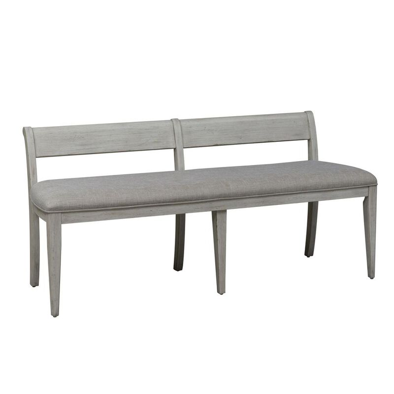 Liberty Furniture Farmhouse Reimagined Upholstered Bench (RTA) in Antique White w/ Chestnut Top image number 0