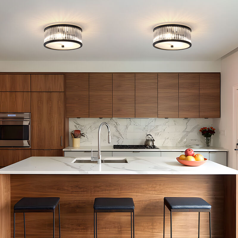 Modern 2-Light Flush Mount Ceiling Light with Clear Glass image number 7