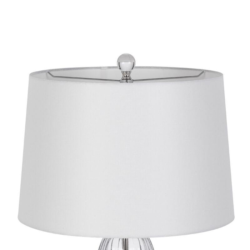 Table Lamp Set of 2, Bullet Shaped Clear Glass, Off White Drum Shade image number 5