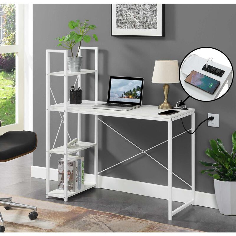 Convenience Concepts Designs2Go Office Workstation with Charging Station and Shelves, R4-0559