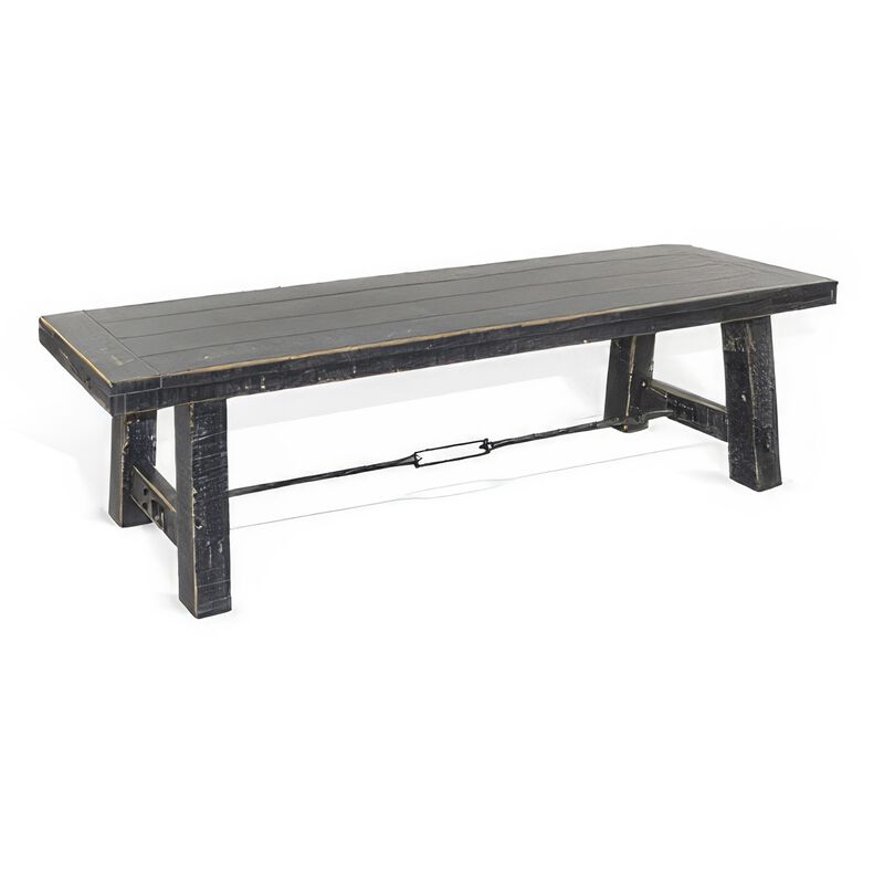 Rena Dining Bench, Turnbuckle Accent, 64 Inch Black Mahogany Wood - Benzara