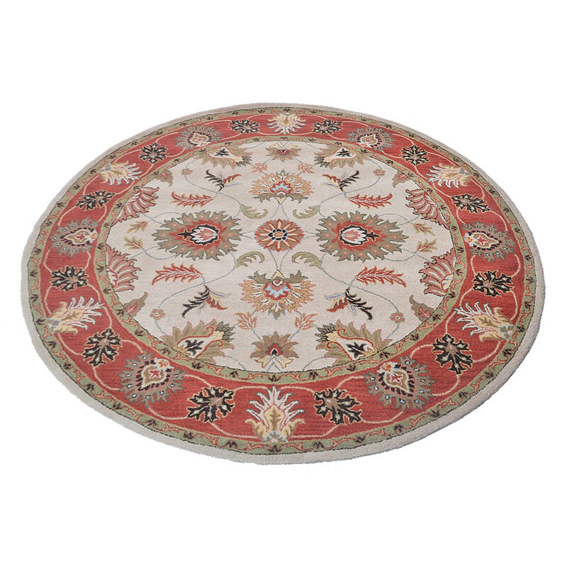 RUGSOTIC CARPETS HAND TUFTED WOOL ECO-FRIENDLY AREA RUGS - Beige & Red, Classic Oriental Traditional  Design, High Pile Thick Handmade Anti Skid Area Rugs (K00106) image number 2