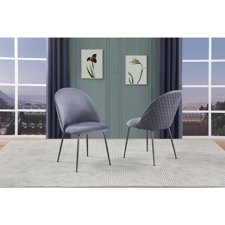 Best Quality Furniture Dark Grey Velvet Upholstered Side Chairs (Set Of 2)