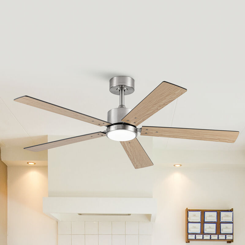 52 in. Smart Integrated LED Sand Nickel Ceiling Fan with APP Control and Remote