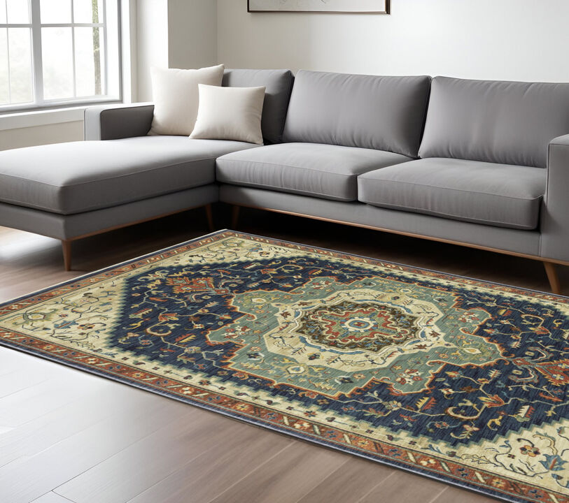 HomeRoots Oriental Area Rug With Fringe