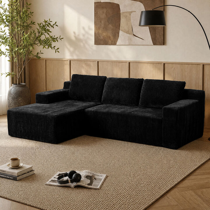 Losmek Modern L‑Shaped Corduroy Sectional Sofa