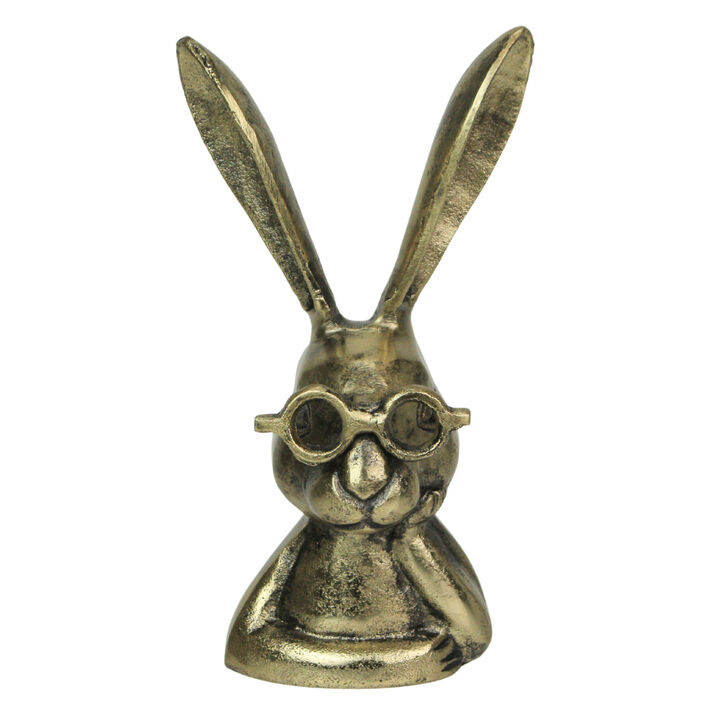 Whimsical Gold Bunny Statue &ndash; 10.25" Cast Aluminum, Elegant Home Decor
