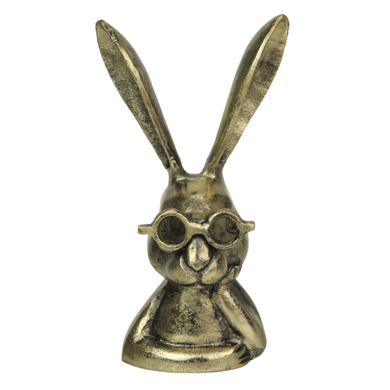 Whimsical Gold Bunny Statue &ndash; 10.25" Cast Aluminum, Elegant Home Decor image number 0