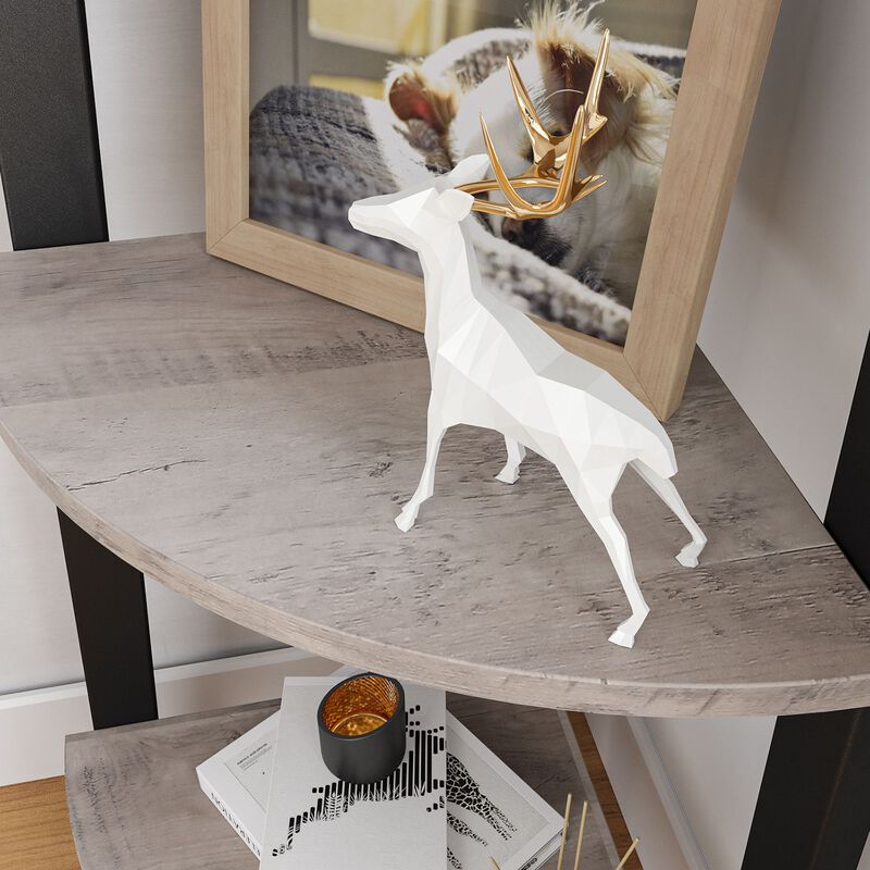 Stylish 4-Tier Corner Bookcase Greige and Black Storage Rack for Home Office and Plants