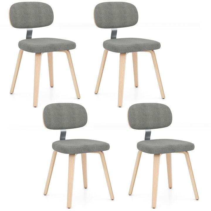 Set of 4 Chenille Upholstered Wooden Dining Chairs for Kitchen and Dining Room