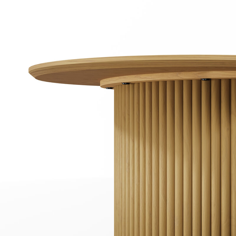 67 Inch Natural Oak Oval Dining Table (Seats 6) Suitable for Living Room, Dining Room