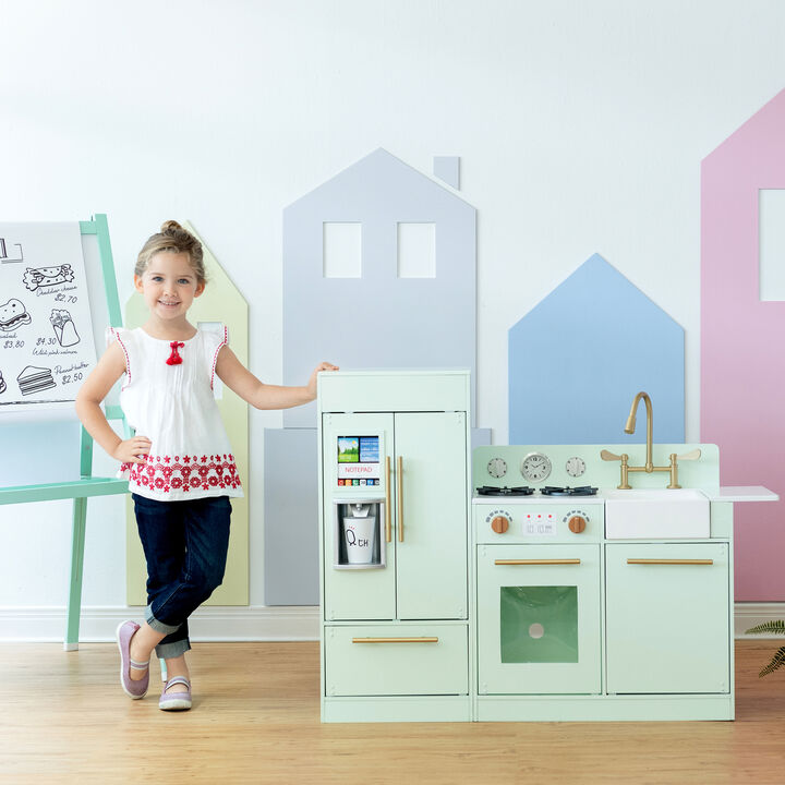 Teamson Kids - Little Chef Charlotte Modern Play Kitchen - Mint / Gold