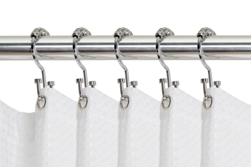Metal Double Shower Curtain Hooks, Set of 12 image number 1