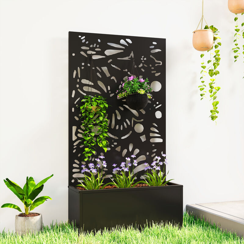 Hivvago Metal Raised Planter with Trellis for Balcony or Garden image number 1
